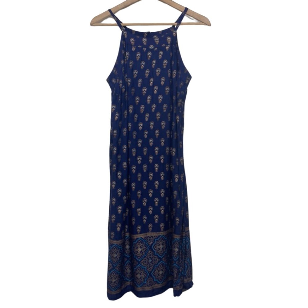 LAPOGEE | Women's Lightweight Bohemian Blue Print Sleeveless Dress | Size S